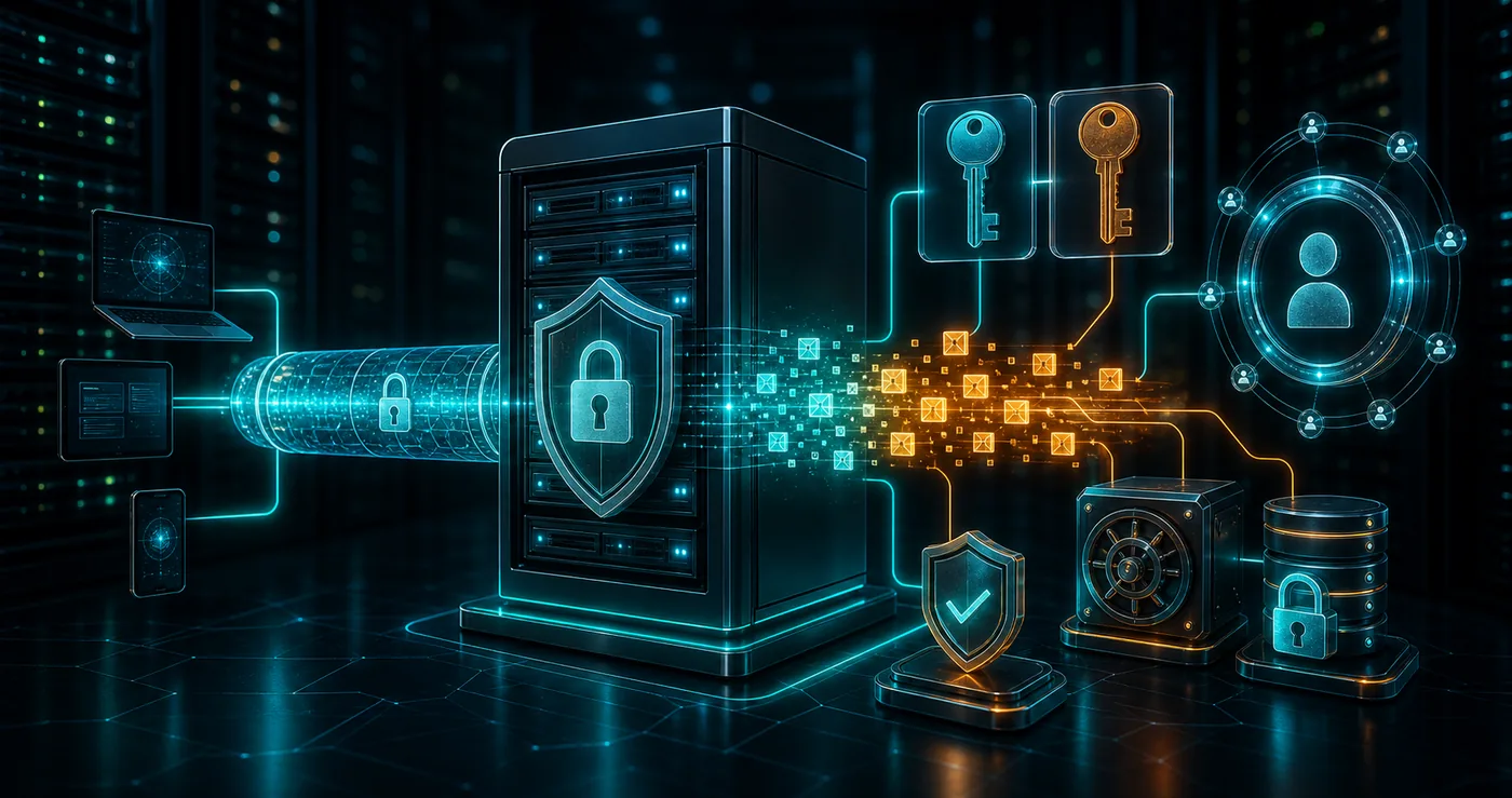 3D secure hosting server encrypting data blocks through SSL TLS tunnel and backup vault