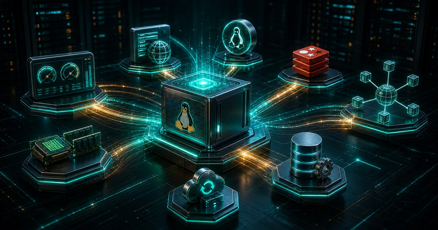 3D Linux VPS server acceleration core with cache, database, CDN and resource tuning modules