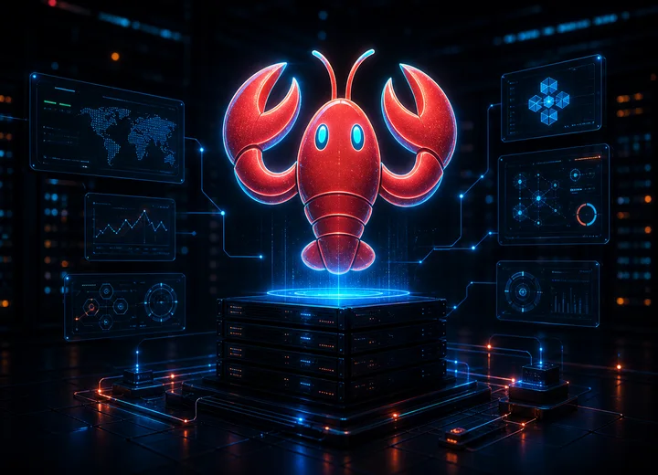 3D OpenClaw VPS AI assistant server stack connected to private automation nodes